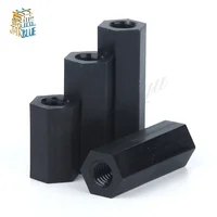 50 Uds M2 M2.5 M3 M4 tornillos espaciadores negros columna espaciadora hexagonal de nailon cabeza plana doble paso Nylon plástico