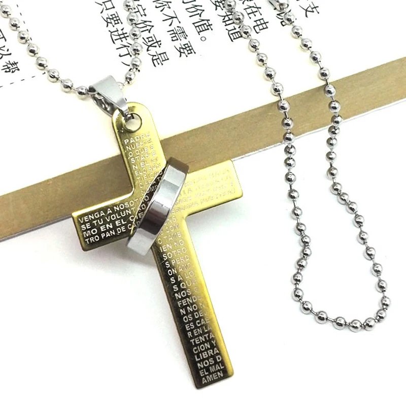 NEW Fashion Stainless Steel Pendant Christian Bible Prayer Cross Pendant Men Necklace Charming Gifts Jewelry Gifts 2024