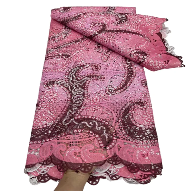 

Latest 2021 African Wedding Lace Fabric Embroidery French Voile Lace Fabric With Sequin Nigerian Tulle Mesh Lace For Party