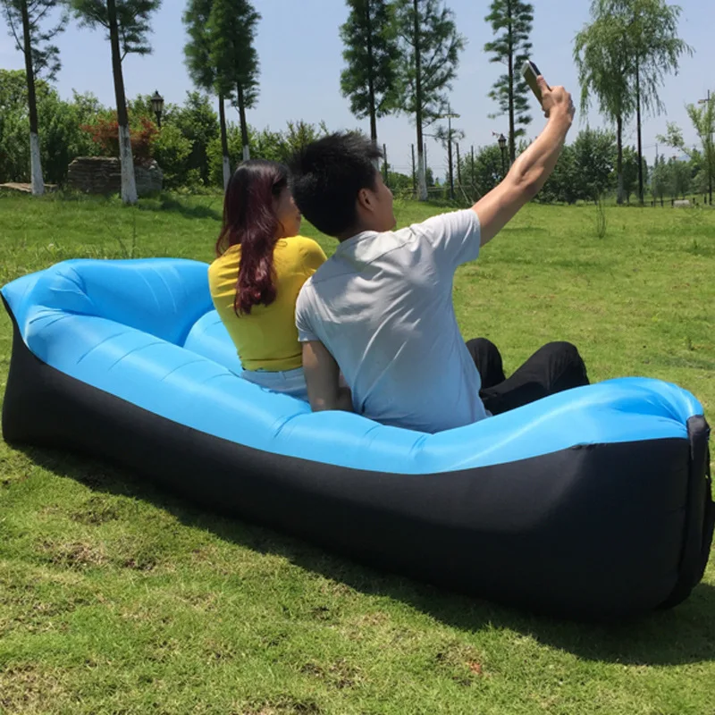 Waterproof Lazy Air Inflatable Sofa Portable Outdoor Beach Air Sofa Bed Sleeping Bag Bed Oxford Cloth