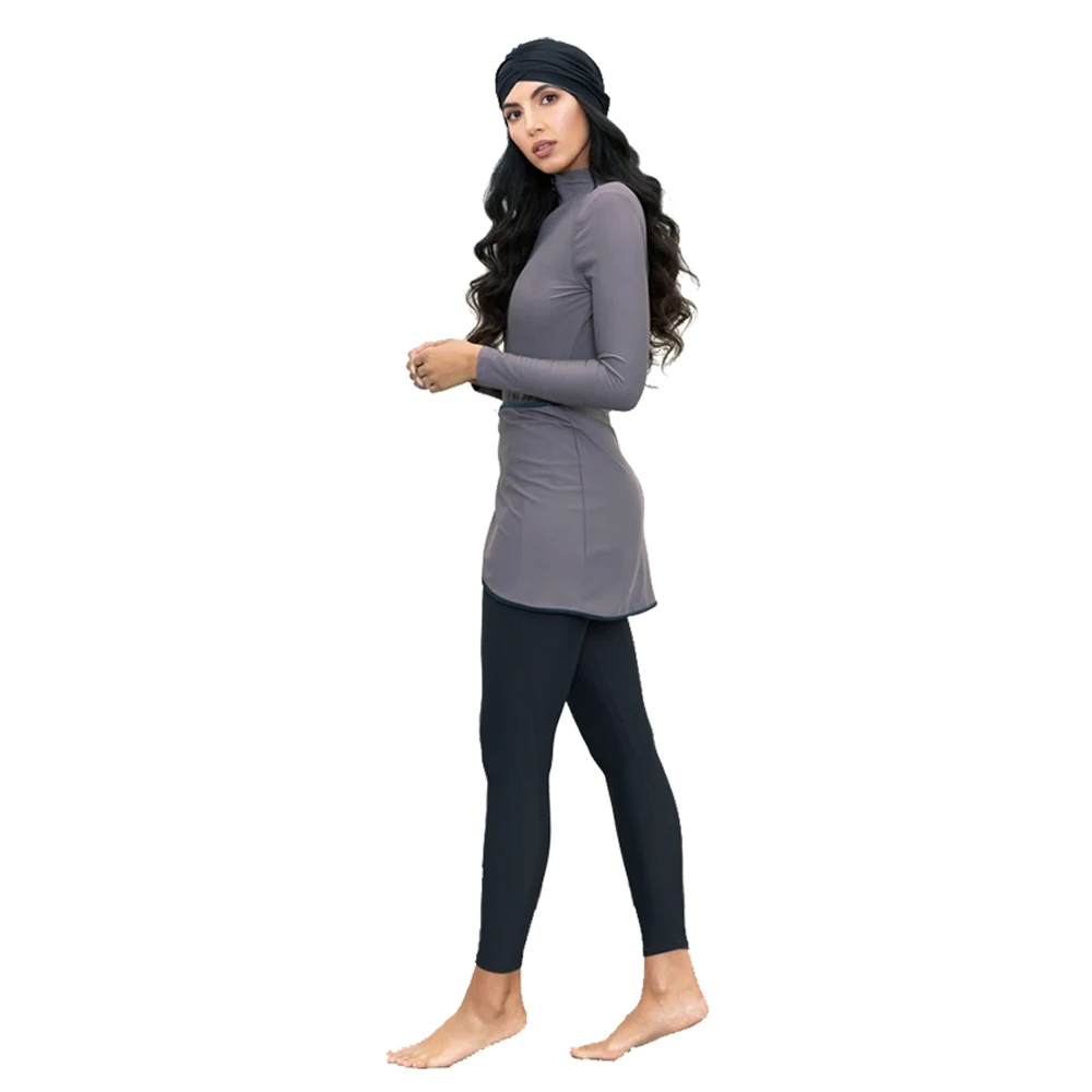 YONGSEN 2021 Burkinis ملابس سباحة إسلامية المرأة طويلة الأكمام ملابس السباحة 3 قطعة الإسلامية متواضعة المرقعة الحجاب ملابس رياضية ثوب السباحة