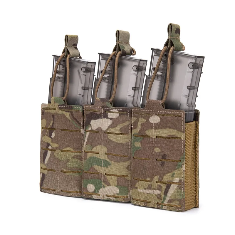 Triple Magazine Pouch Laser Cut Molle, 5.56 Rifle and Pistol