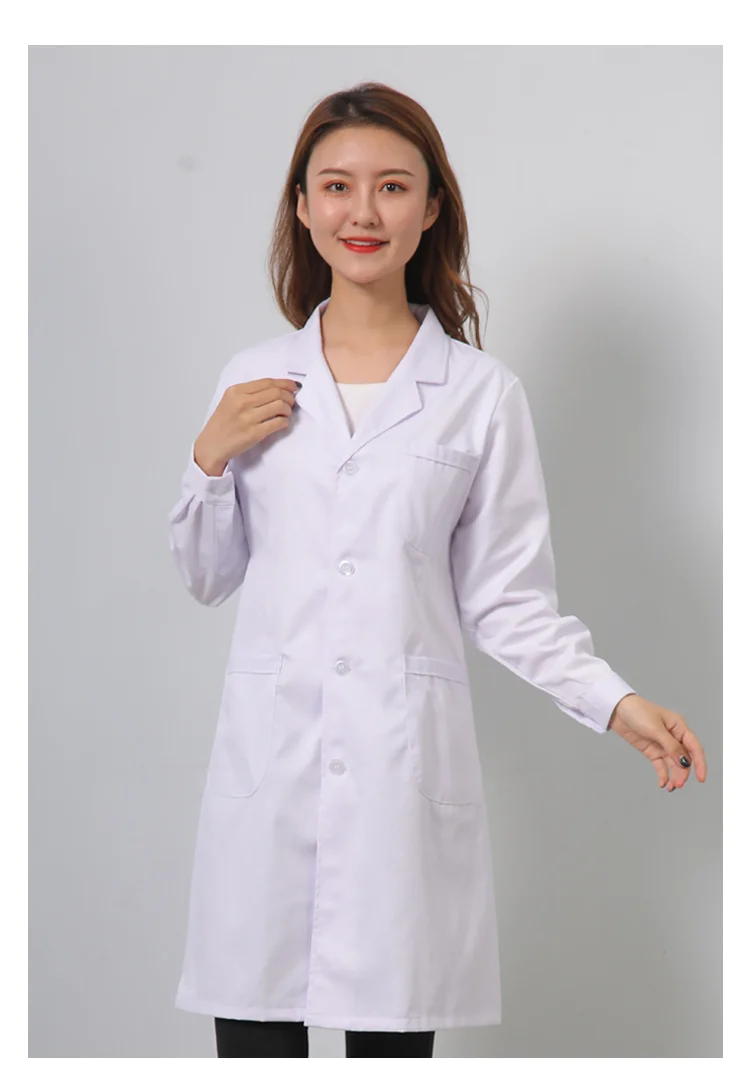 Uniforme de médico para mujer, abrigo blanco para enfermera, monos de laboratorio, politipo, venta de fábrica, abrigos blancos para hombres y