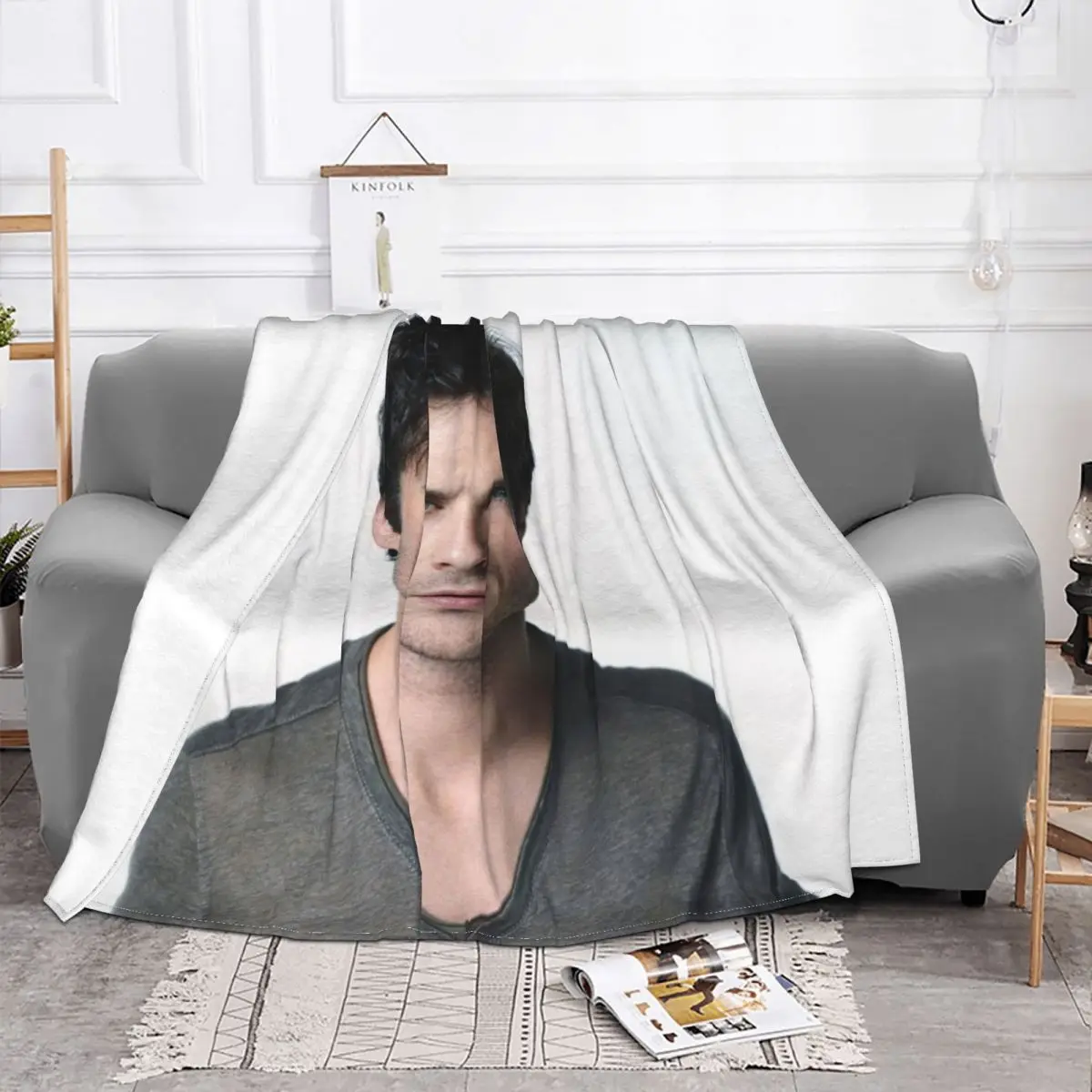 Damon Salvatore Blankets Fleece Decoration Ultra-Soft Throw Blankets for Bedding Bedroom Plush Thin Quilt