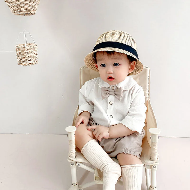 2pcs Spring Baby Clothing Set Toddler Boys Suit Bow Tie Blouse And Shorts 2 Pcs Birthday Clothes