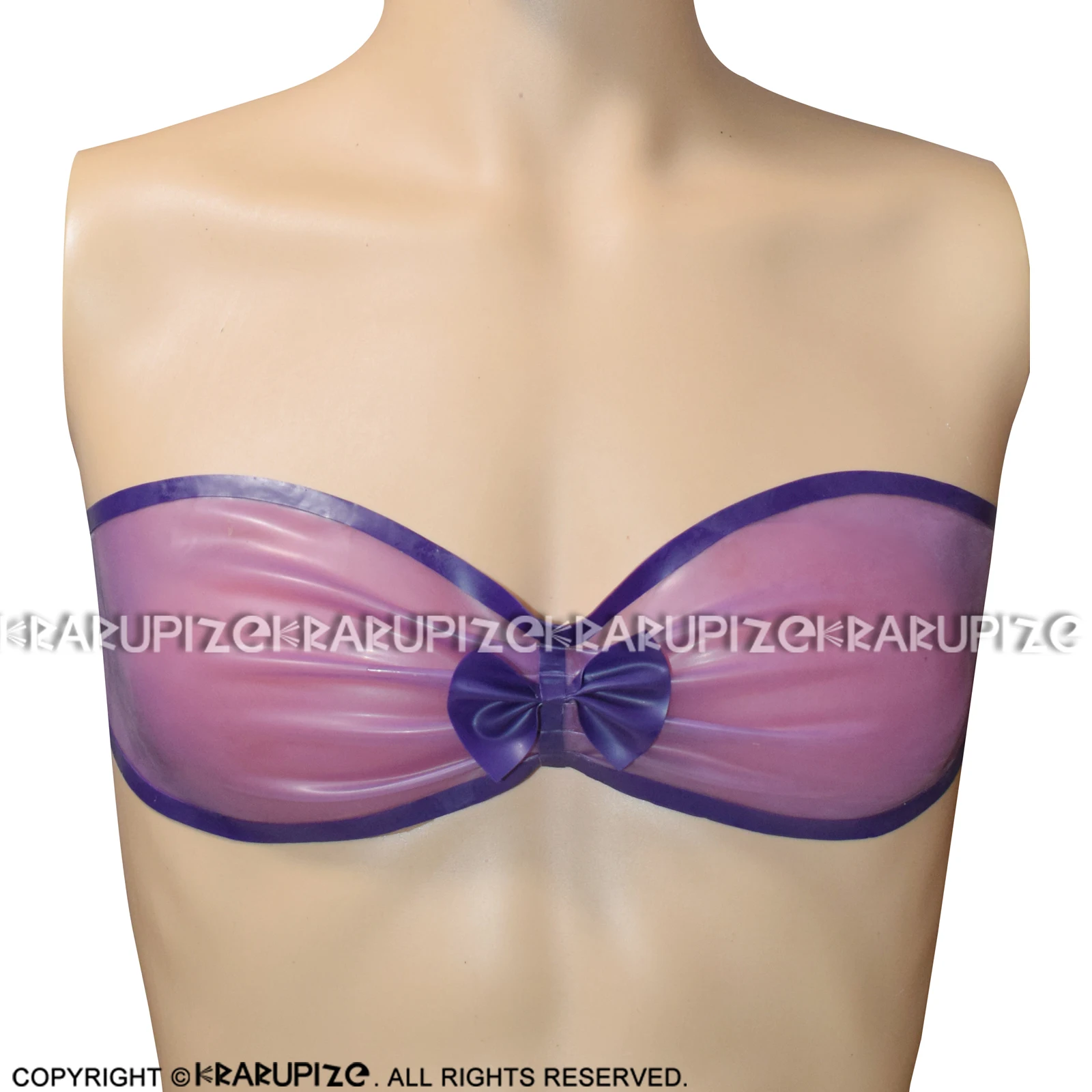 Transparent Purple Sexy Latex Bra Top With Bows Rubber Lingerie Brassieres Clothes 0015