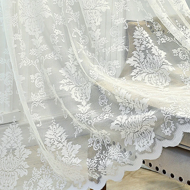 White  lace tulle Curtains sheer for living room bedroom window European curtain drapes