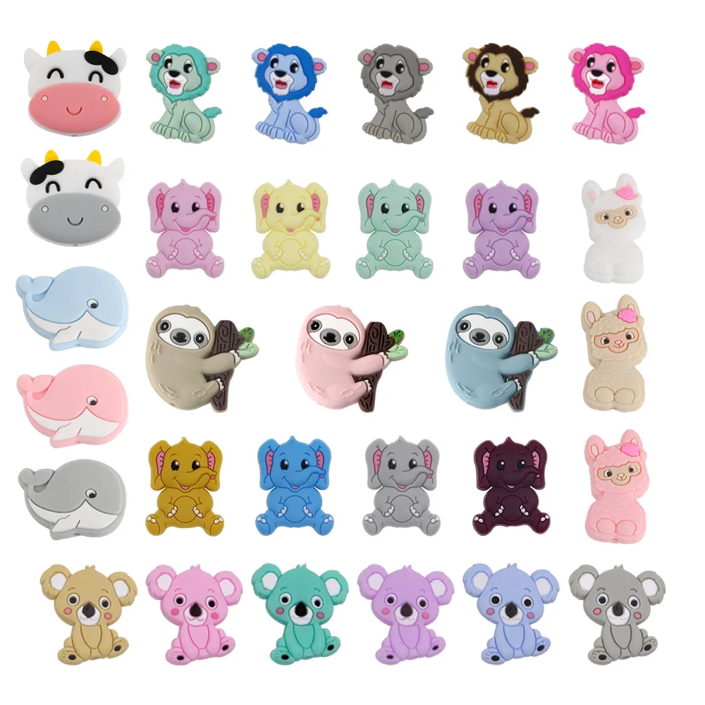 Kovict Animal Silicone Beads For Jewelry Making 5/10pcs Alpacas Elephant Koala Cow Food Grade Pendants DIY Jewelry Accessories