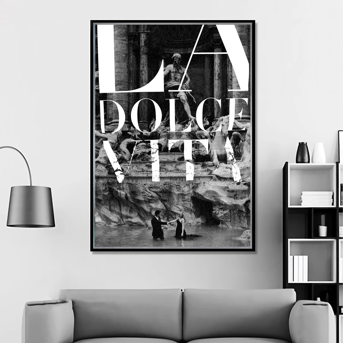 La Dolce Vita (1960) Poster Comedy-Drama Film Wall Decor Print Marcello Mastroianni Anita Ekberg Art Gift