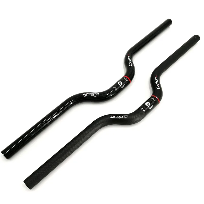 Litepro For Brompton Carbon Fiber Handlebar 25.4mm * 580mm Matte/Gloss Black BMX 412 Folding Bike Swallow-shaped Handlebar