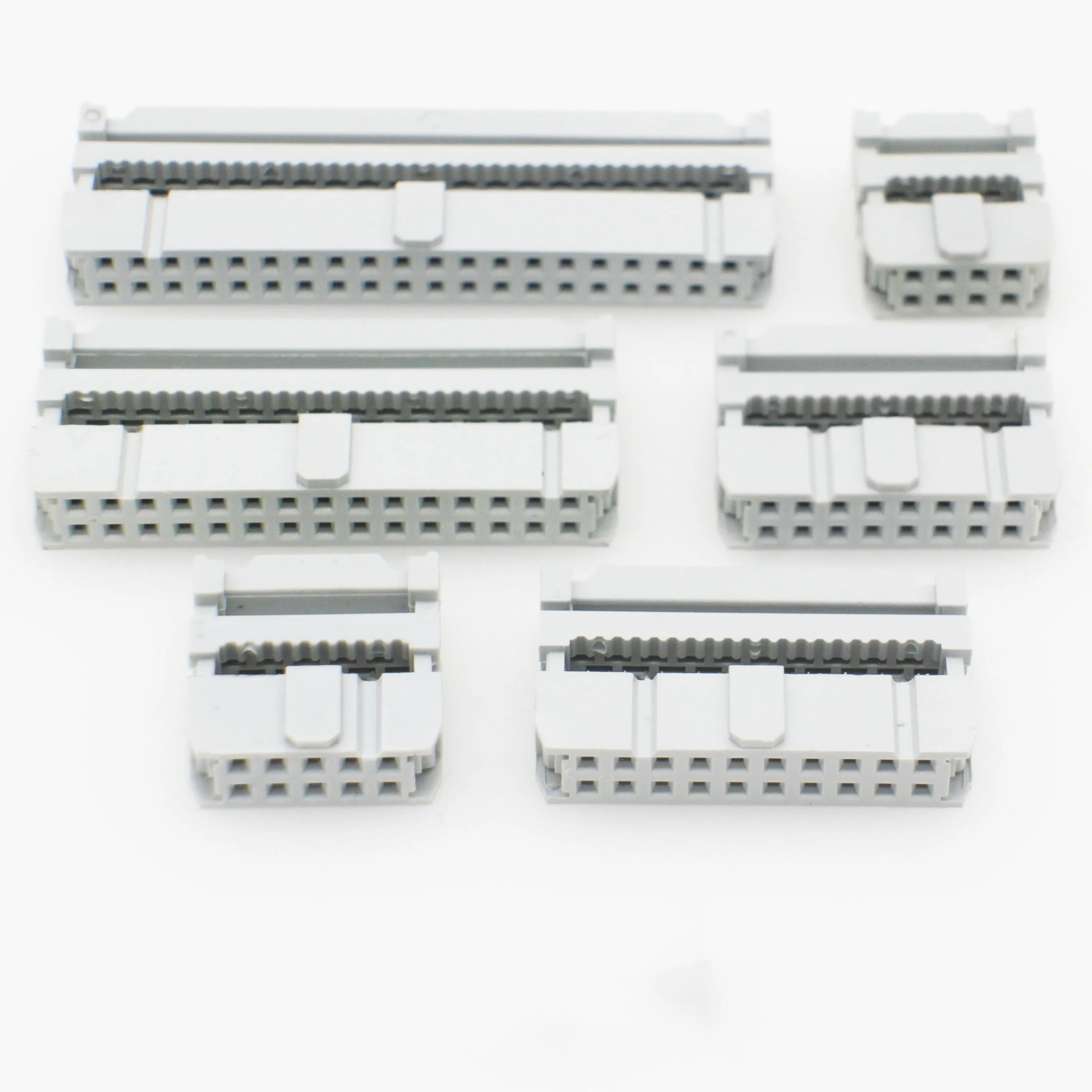 5PCS IDC Socket 2.54MM Pitch 10P 14 16 20 26 30 34 40 50 60 64Pin FC 2.54 Female Double Row Ribbon Cable Connector Gray White