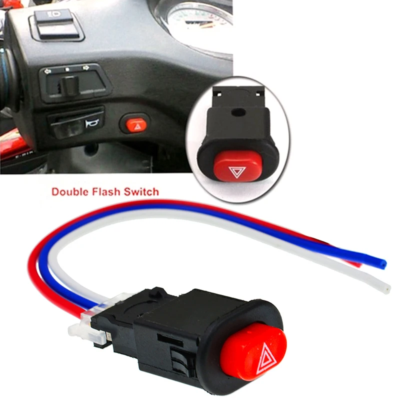 Motorcycle Scooter Double Flash Switch Hazard Light Switch Button Electric Vehicle Flash Warning Emergency Lamp Switch Wholesale