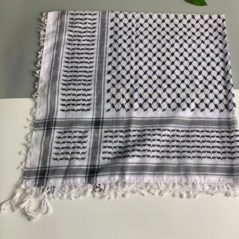 Turbante árabe muçulmano keffiyeh cachecol hijab shemagh deserto keffiyeh estilo de moda militar cabeça pescoço lenço branco árabe envoltório