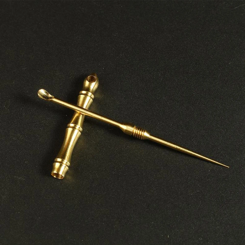 1 PC Portable Multifunctional Ear Spoon Toothpick Combination Pure Brass Toothpick Ear Spoon Stronger Than Floss Tool