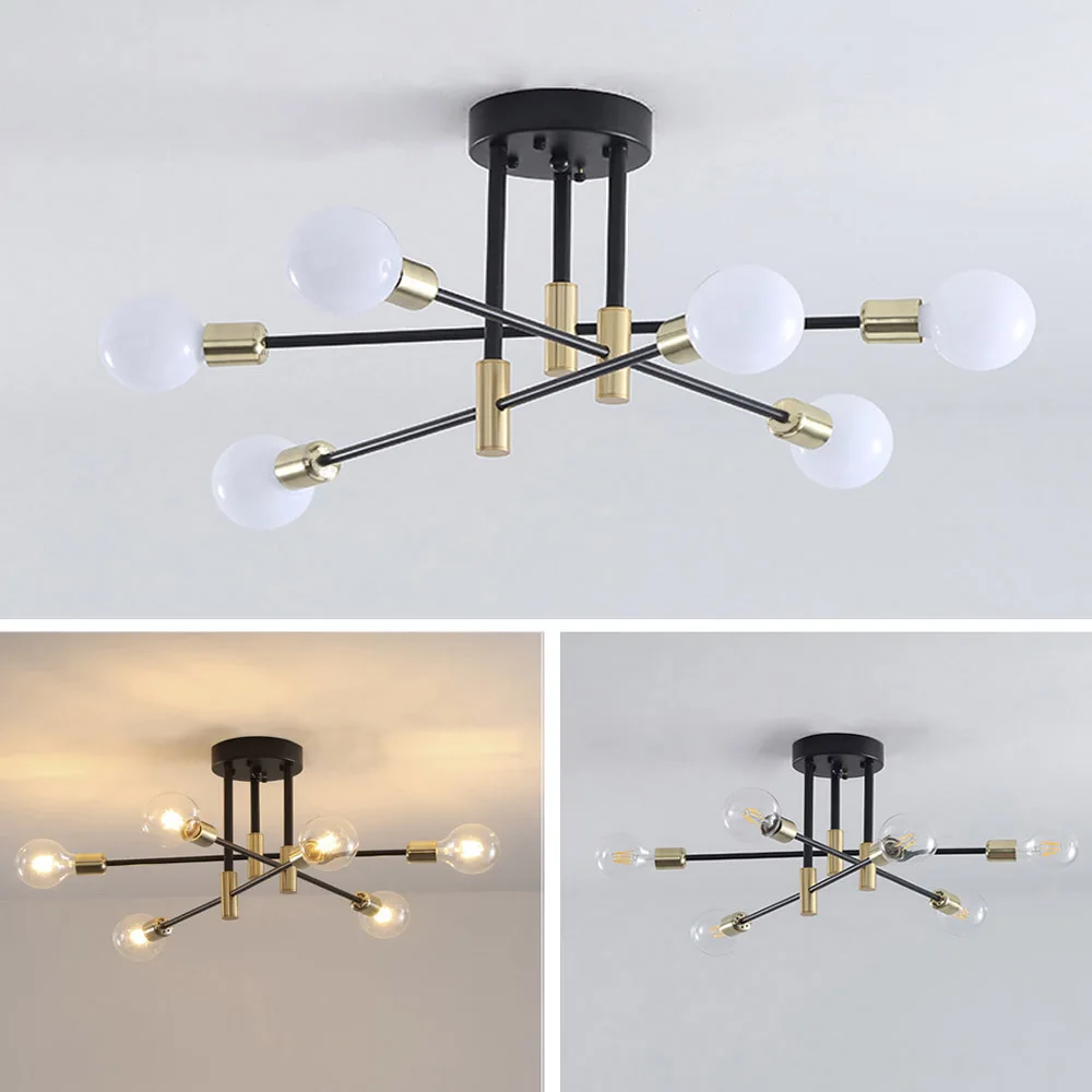 Plafonnier LED au design nordique moderne et créatif, disponible en noir et en or, luminaire d\'intérieur, idéal pour un plafond