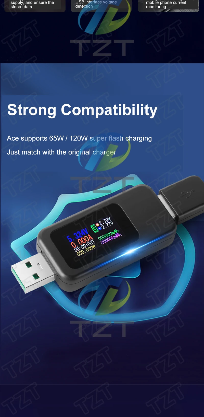 10-in-1-USB-Tester DC Digital Voltmeter Amperimetro Strom Spannung Meter Amp Volt Amperemeter Detektor Power Bank Ladegerät Anzeige – Detail 4