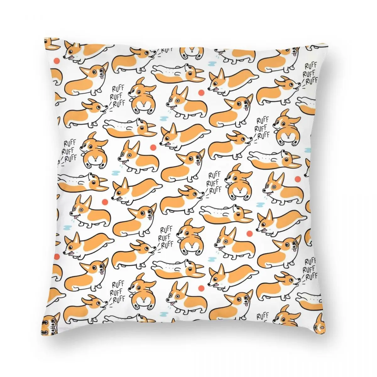 

Cutie Corgis Square Pillowcase Polyester Linen Velvet Creative Zip Decor Home Cushion Cover