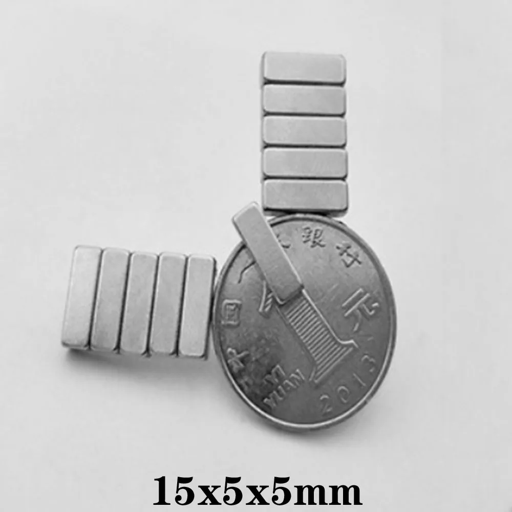 10/20/50/100/150PCS 15x5x5 mm Strong Neodymium Magnet 15mmX5mm Block Permanent Magnetic 15x5x5mm Powerful Magnets 15*5*5