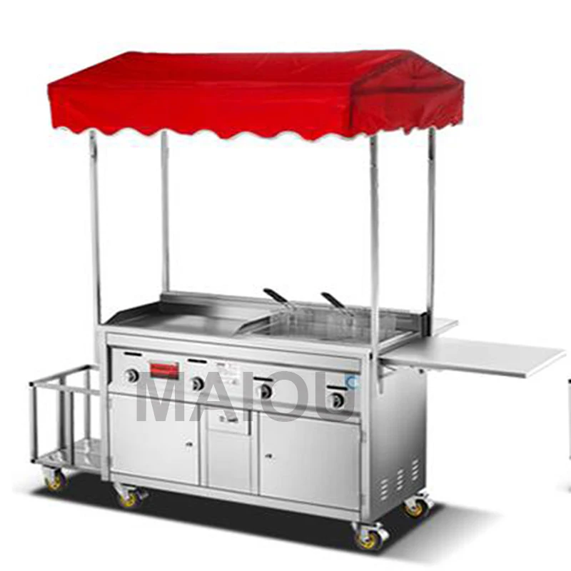 Teppanyaki Commercial Barbecue Night Market Stalls Fried Skewers Boiled Skewers Multigrain Pancake Pan Fried Griddle Snack Cart