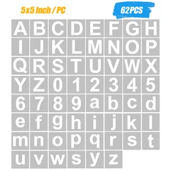 62pcs 5 Inch Letter and Number Stencils Reusable Washable Alphabet Stencils Environment-friendly PET Art Craft Templates