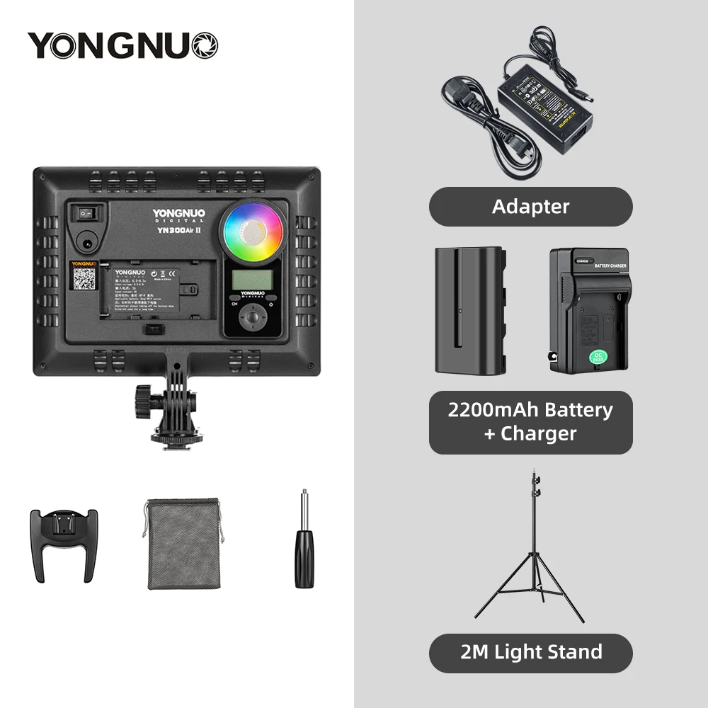 YONGNUO YN300AIR II RGB LED Camera Video Light,Optional Battery