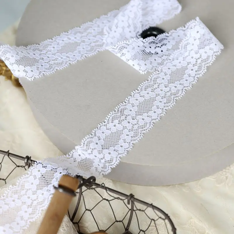 3 meters 3.3cm wide  high quality elastic lace ribbon Tape Trims White stretch lace For Sewing decoration african lace fabric