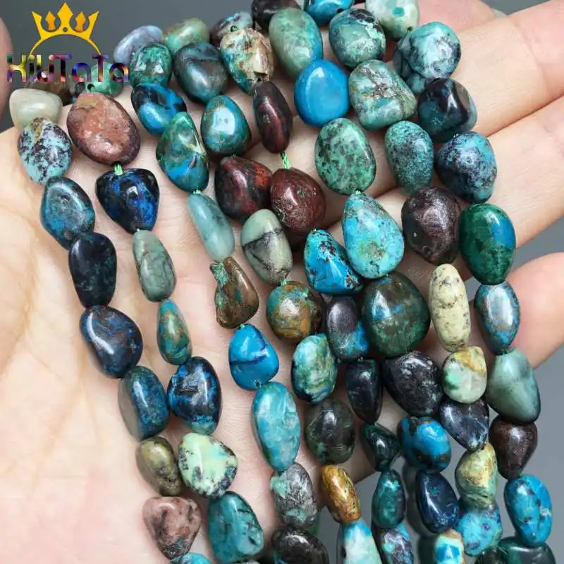 8-10mm Natural Irregular Chrysocolla Beads Smooth Loose Stone Beads For Jewelry Making DIY Ear Studs Bracelet Accessories 15inch