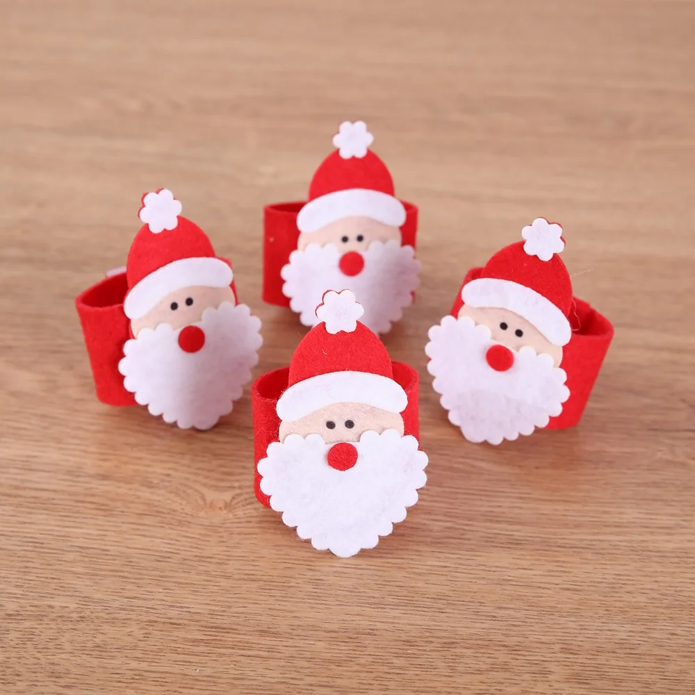 Non-woven Santa Claus Napkin Ring, Christmas Table Decoration, Towel Rings, Hotel Napkin Buckle, Xmas Ornament, 12 Pcs Lot