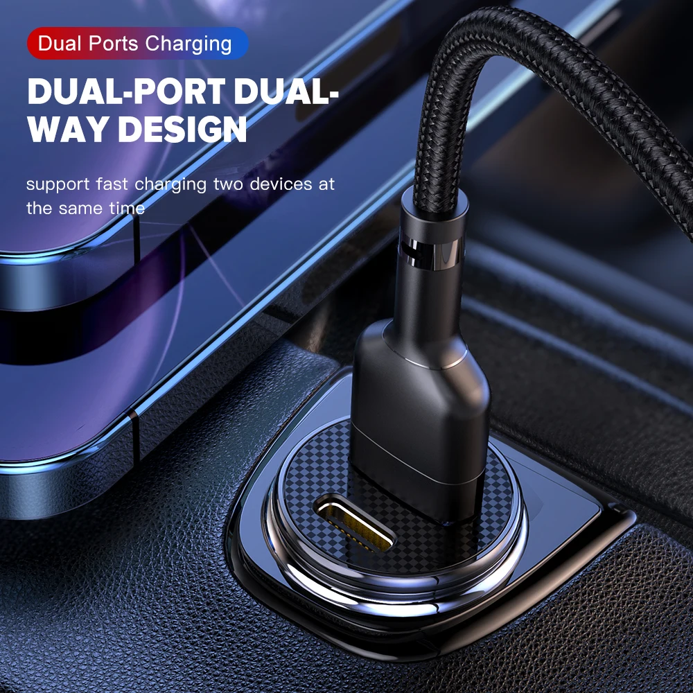 Elough USB C Car Charger QC 3.0 40W 3A Type PD Fast Charging Car Phone Charger For iPhone 12 13 Pro Xiaomi Huawei Samsung