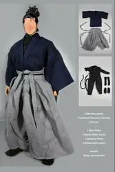 1/6 Scale Japanese Dark Blue Samurai Clothes Suit Model for 12