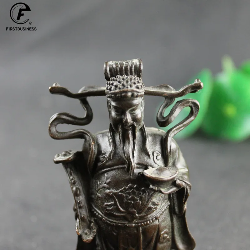 Vintage Bronze Chinese God of Wealth Longevity Statues Home Decoration Antique Traditional Buddha Feng Shui Ornaments Figurines