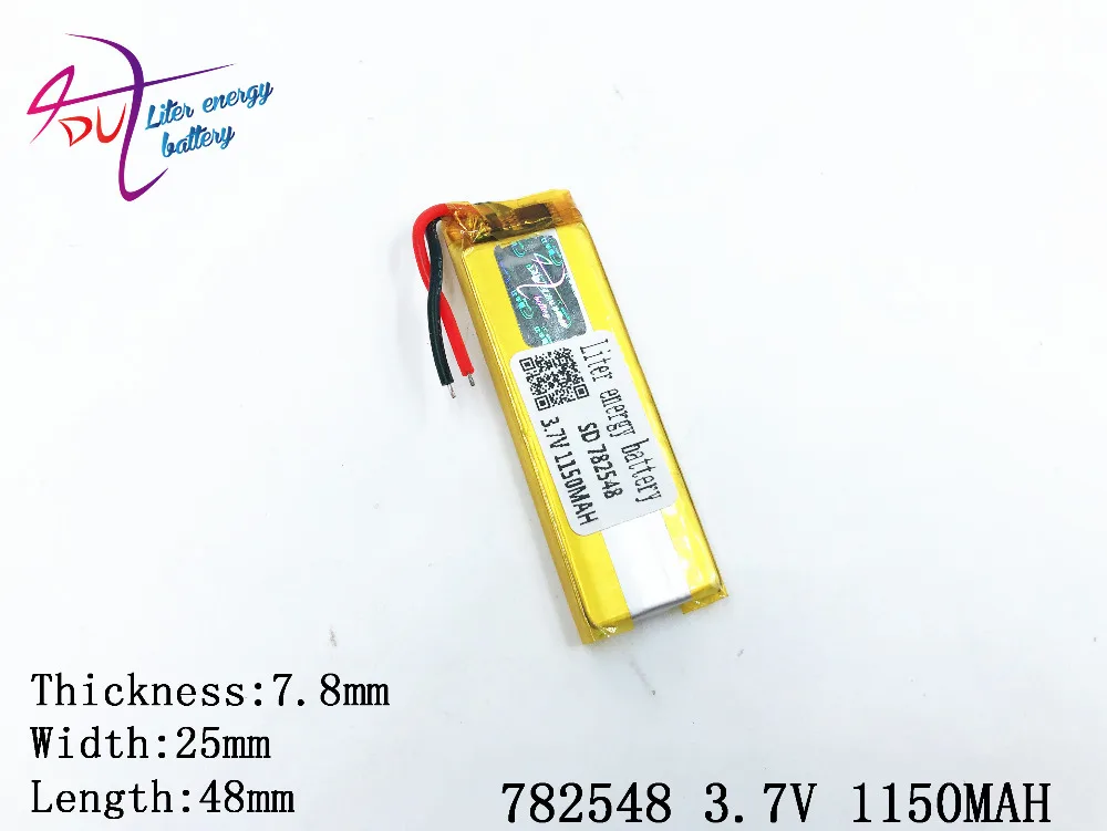 3.7V,1150mAH 782548 802550 PLIB; polymer lithium ion / Li-ion battery for dvr,GPS,mp3,mp4,cell phone,speaker