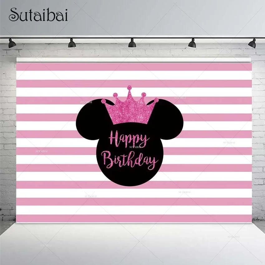 

Photography Background Backdrop Crown Baby Birthday Party Decoration Banner Photocall Photo Cartoon Custom Photographic Studio