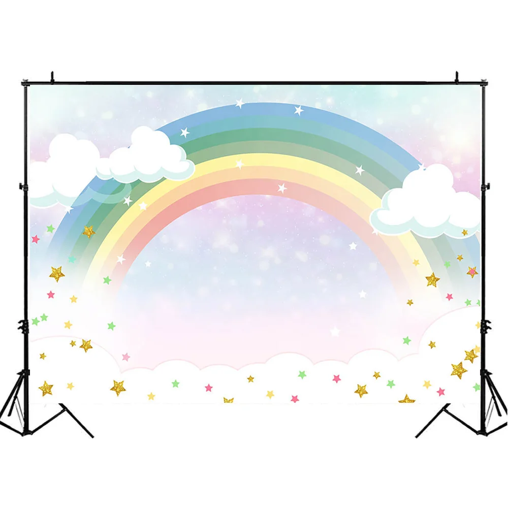 قوس قزح التصوير خلفية ليتل ستار سحابة السماء الطفل الطفل صورة خلفية حفلة عيد ميلاد صورة خلفية استوديو الصور