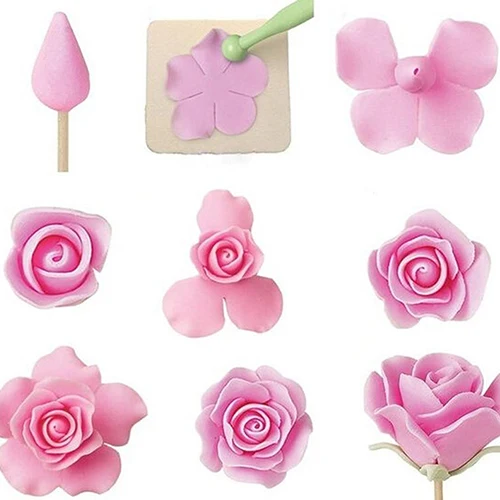 6 Pcs Fondant Cake Sugarcrafts Rose Flower Cookie Mold Gum Paste Cutter Tools