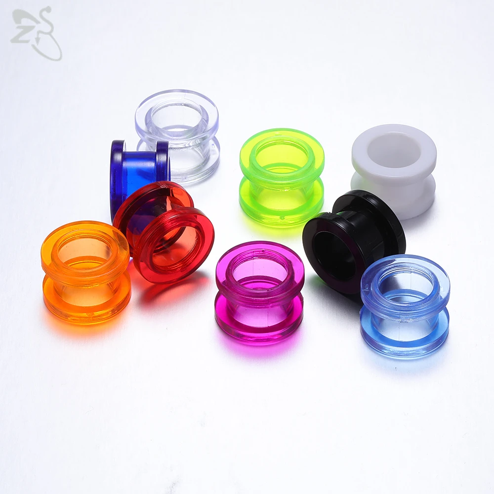 ZS 2pc/lot Colorful Acrylic Ear Plug And Tunnel Men Women Clear White Ear Gauges Ear Expander Stercher Piercing Jewelry 2-16MM