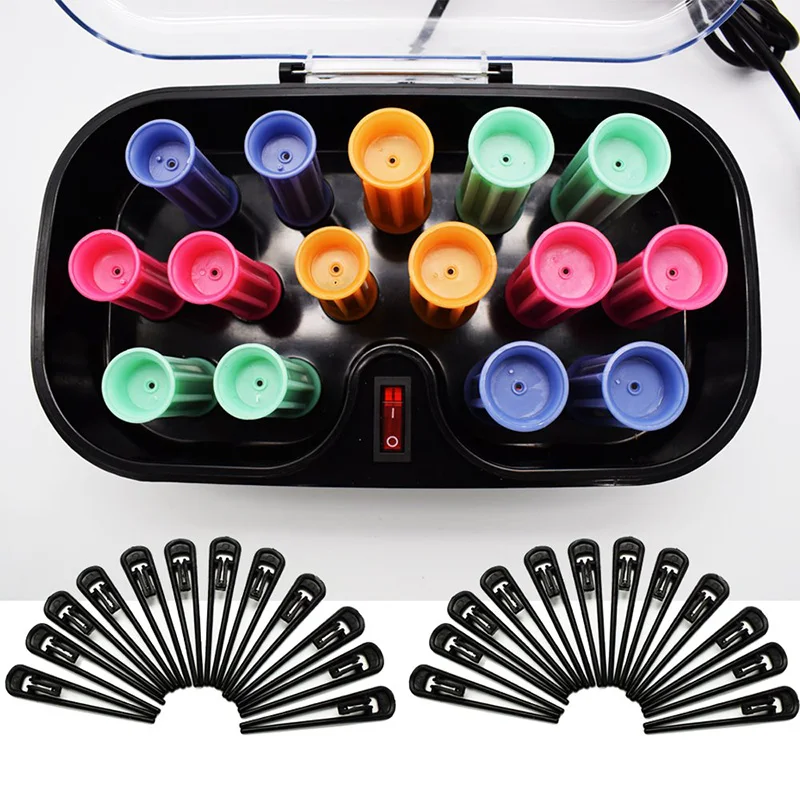 15pcs Hot Rollers Set Ceramic Hot Hair Curlers Hair Sticks Tube Clips For Dry Wet Long Short Hair Curly For Home And Barbershop