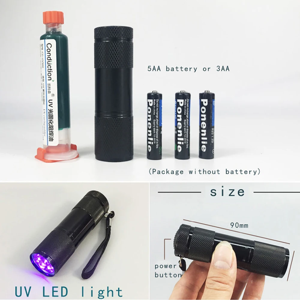 Imagem -05 - Máscara de Solda com Cores Verde Curada com uv Bga Pcb Tinta Preventiva Corrosiva Pasta de Solda com Fluxo de Tinta Nylon Escova de Luz de Led