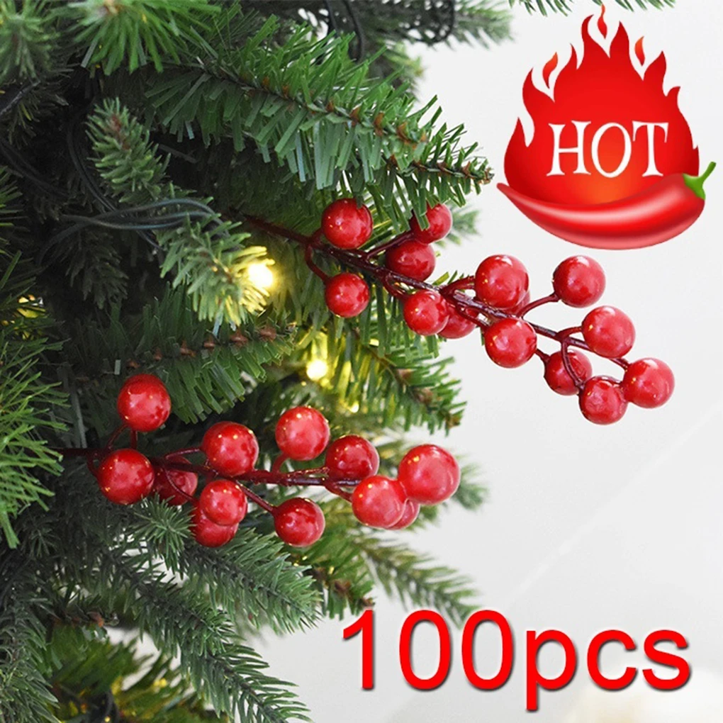 100/200/300PCS Artificial Fruit Foam Christmas Fruit Garland Decor Home Xmas Decoration Supplies