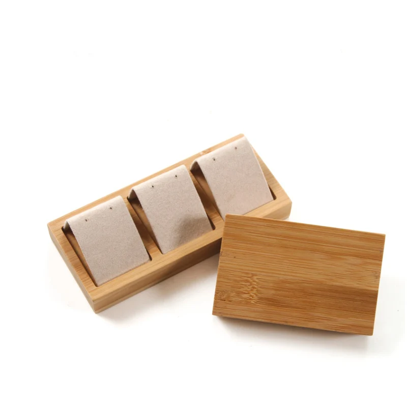 Nueva caja de almacenamiento de cuentas de madera organizador caja boda Beige de bandeja de madera de caja de collar joyería