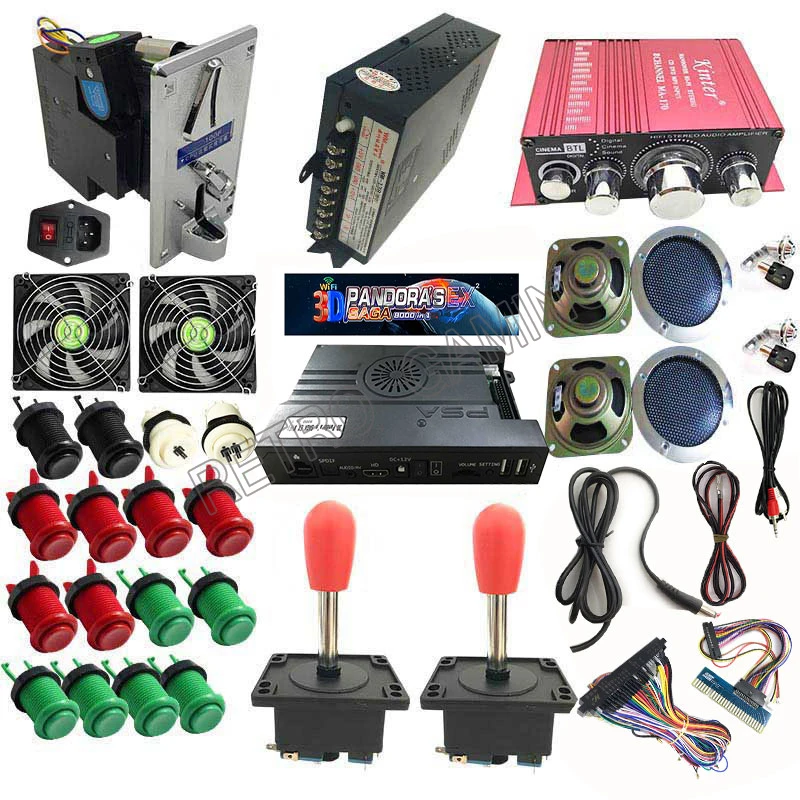 

2Playe 3D Pandora Saga EX Box 8000 in 1 Arcade machine console joystick button sound amplifier coin slot DIY kit