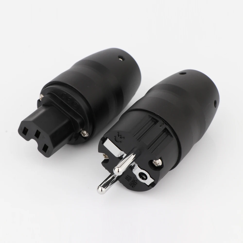 HIFI Audio Power Plug Aluminum Alloy Housing Gold Rhodium Plated Audio Power IEC Female Plug C15 Female Power Cord Connector