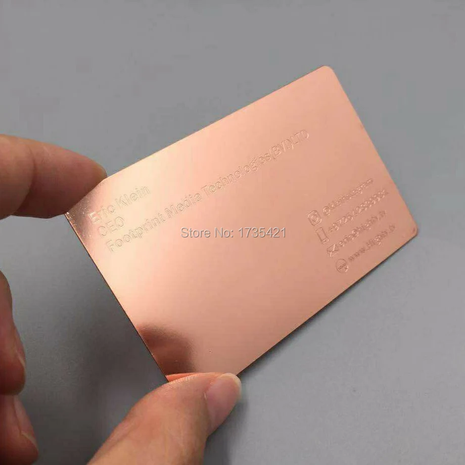 (200 Stks/partij) Rvs Metalen Materiaal Rose Golden Metal Card Printing