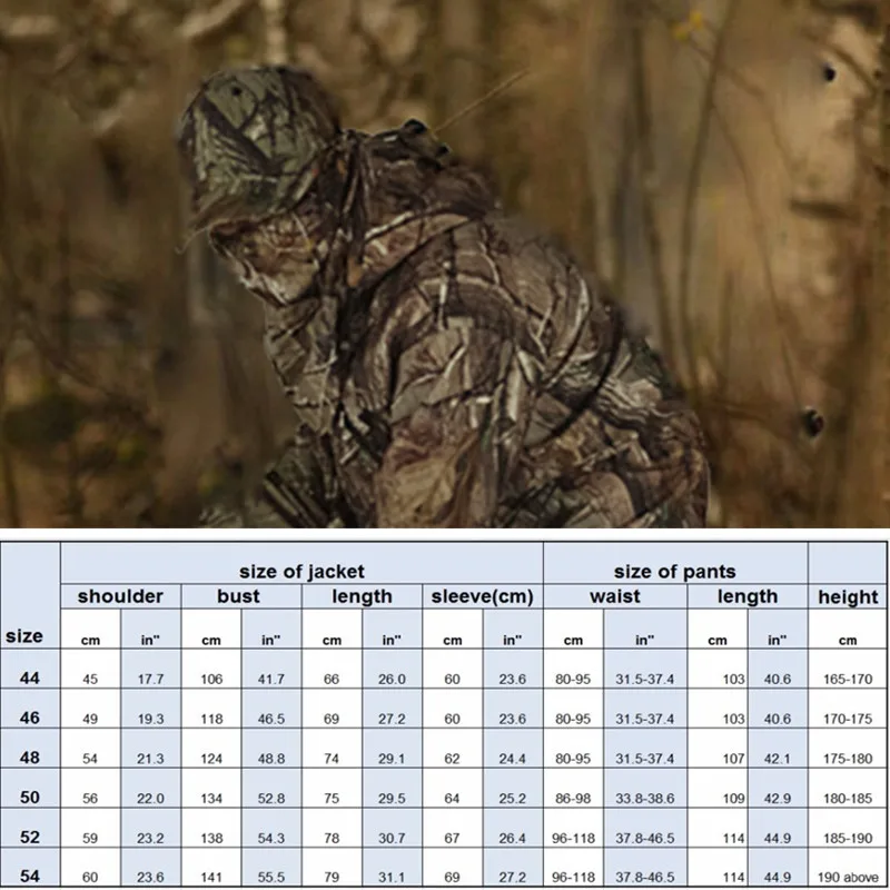 Imagem -06 - Conjunto de Treinamento de Combate Tático Peças Biônica Camping Caça Camuflagem Jaqueta Calças à Prova d Água Multicamadas Roupas de Sniper