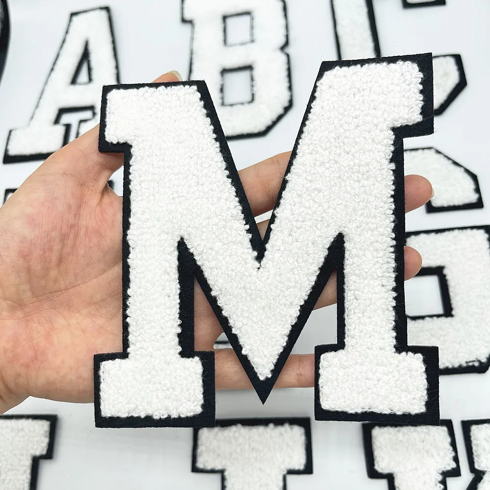 12cm Embroidered Letters Iron On Patch Applique Alphabet Patches For Kid Clothing Bags Sewing Name Badge Jeans Patch Accessories