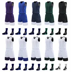 adult men kids Double sided basketball training jersey set team tracksuits breathable basketball jerseys uniforms customized