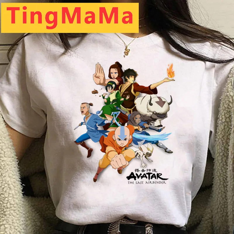 Kawaii Avatar The Last Airbender T Shirt Donna Estate Magliette e camicette Anime T-shirt Divertente Cartoon Appa Graphic Tees Harajuku Unisex Donna