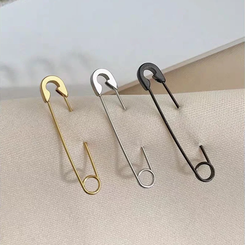 2Pcs/1 Paar Edelstahl Punk Pin Ohrringe Einzigartige Design Paperclip Sicherheit Stahl Stud Lustige Ohrringe Frauen Mann gothic Schmuck