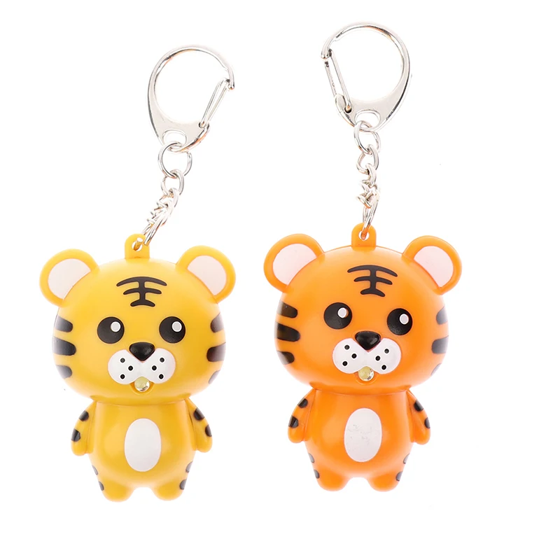 LED Luminous Sound Cartoon น่ารัก Tiger Keychain Key Ring Charm กระเป๋าจี้ Key Chain Keyring เครื่องประดับสำหรับผู้หญิงผู้ชายเด็ก