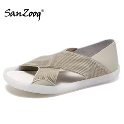 Sandali piatti da donna Casual 2021 scarpe da donna estive copertura traspirante tacco di grandi dimensioni 41 42 43 44 45